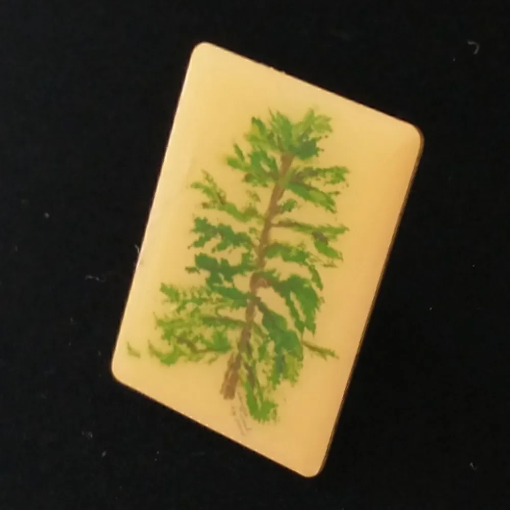 Artist Handpainted Pine Tree Pin Tie Tack Lapel Pin Brooch Fir Enameled 2005.  C